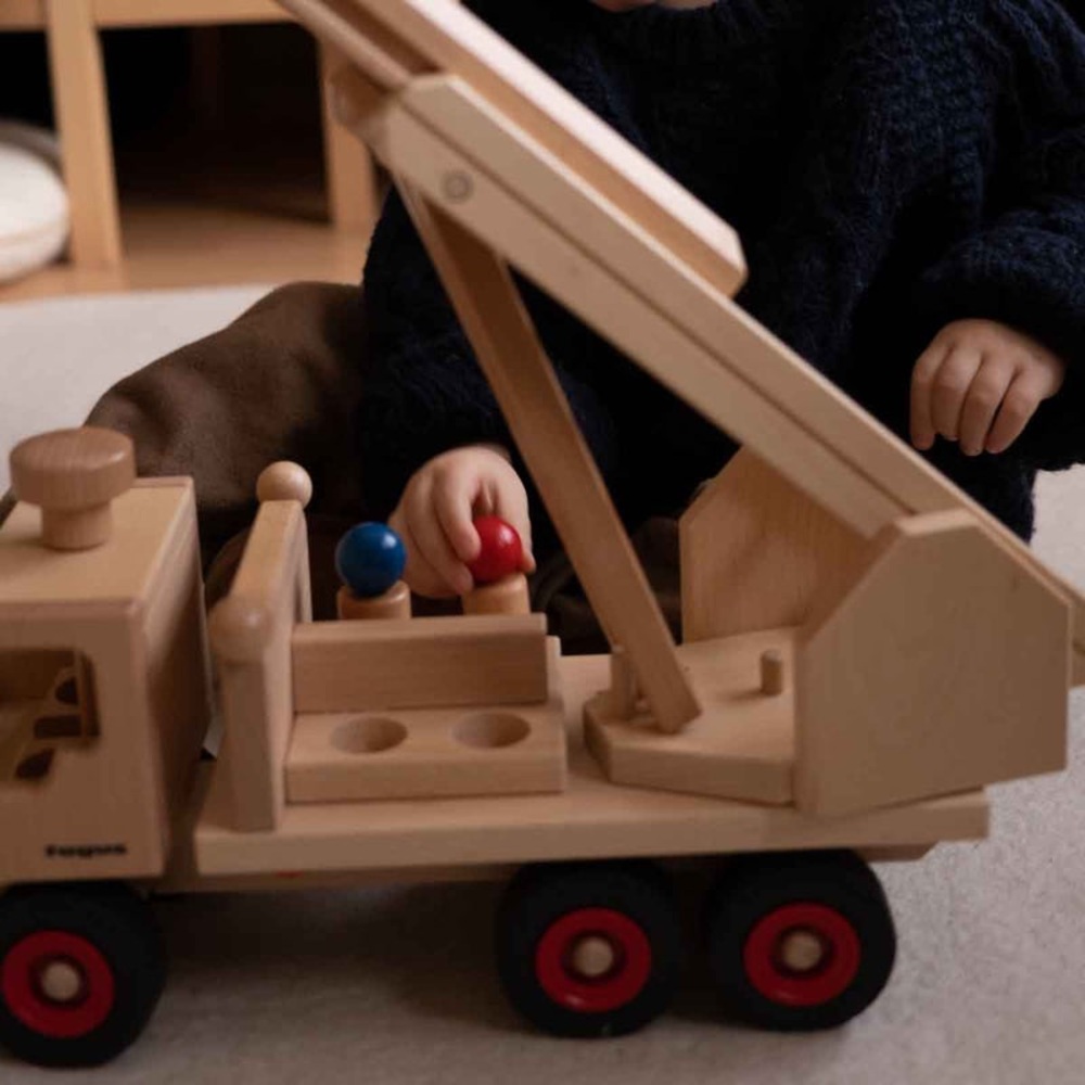 FAGUS made in Germany Wooden Fire Truck Toy with Ladder - Picture 3 of 6